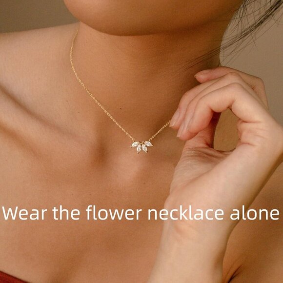 Dainty Gold Necklaces for Women Cubic Zirconia 14k Gold Plated Layered Necklaces - Picture 3 of 7